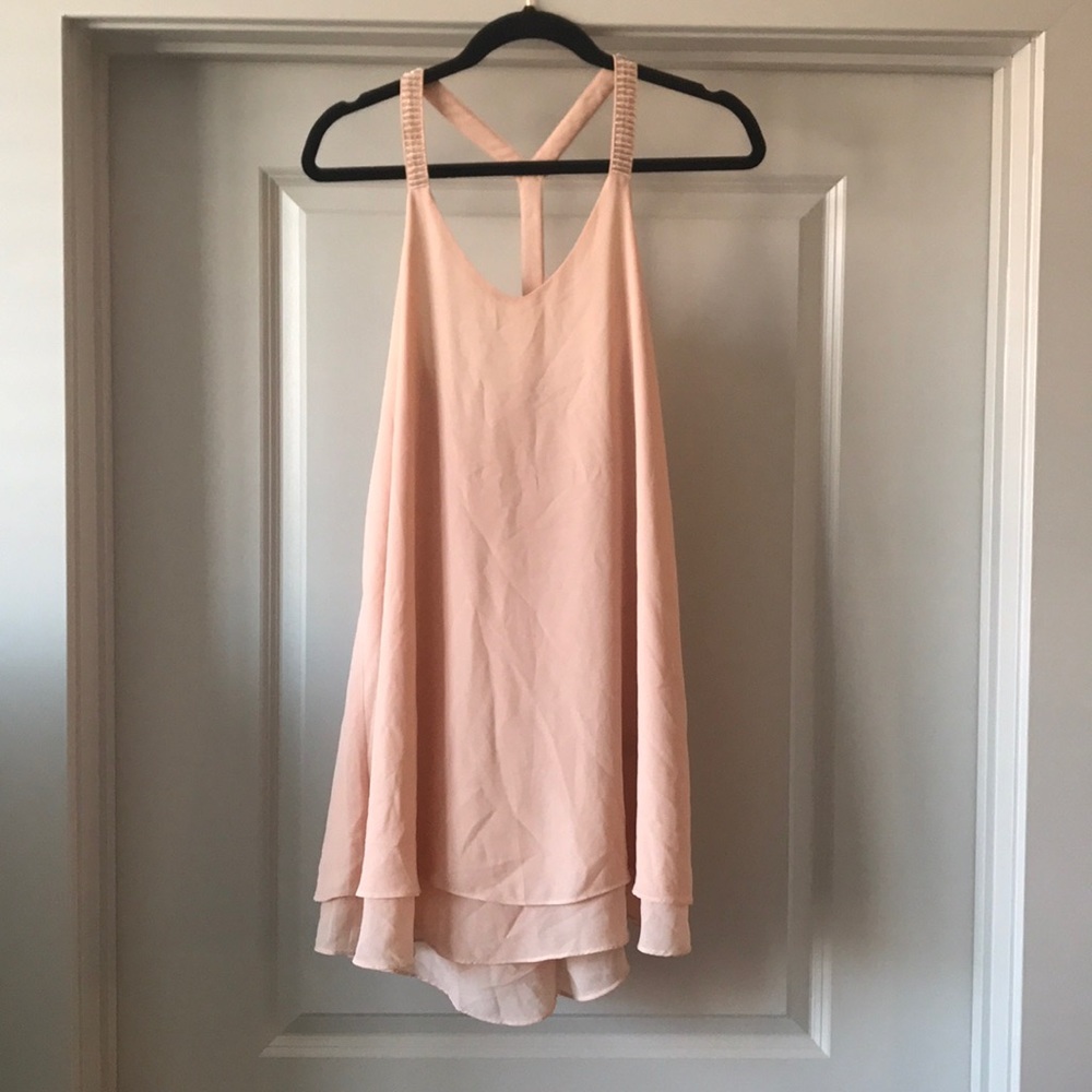 Peach Pink Flowy Beaded Tank Dress Forever 21